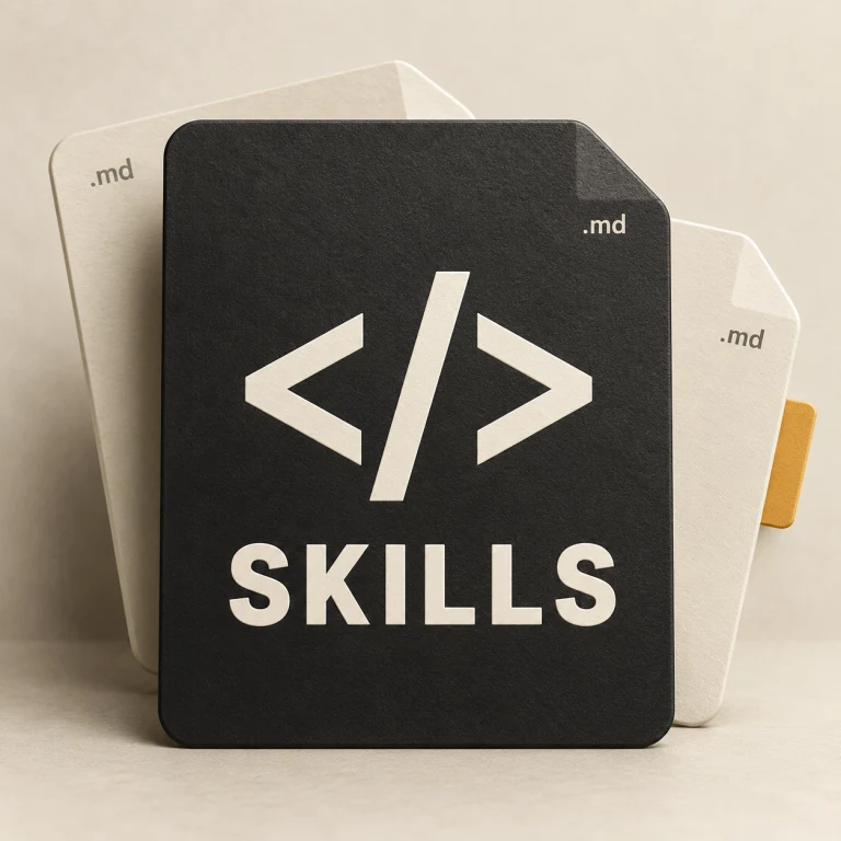 Markdown file cards labeled SKILLS, representing reusable instructions for coding agents